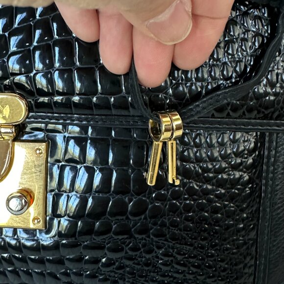 Bally Black Alligator Shoulder Bag with Wallet - Picture 9 of 16